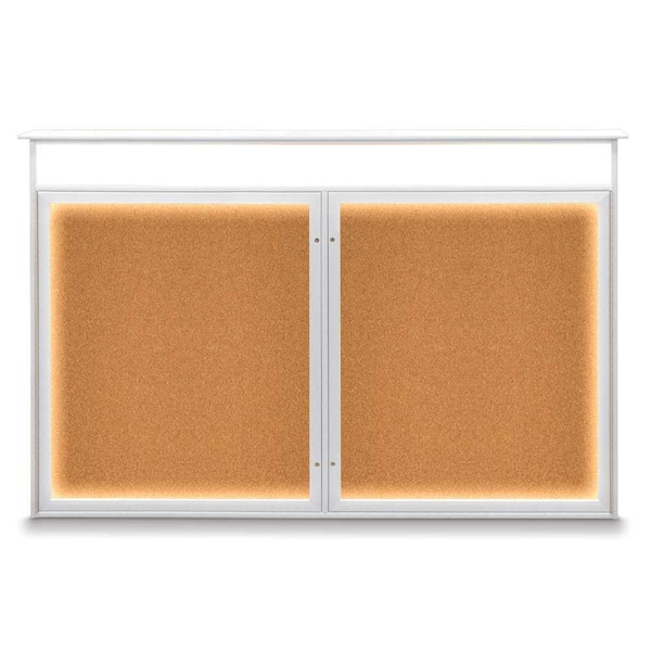United Visual Products 96"x48" 2-Door Enclosed Outdoor Letterboard, Green Felt/Bronze UV1161DDD9648PLUS-BRONZE-GREEN - main